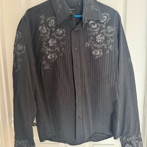 Super custom Black Striped Embroidered Shirt